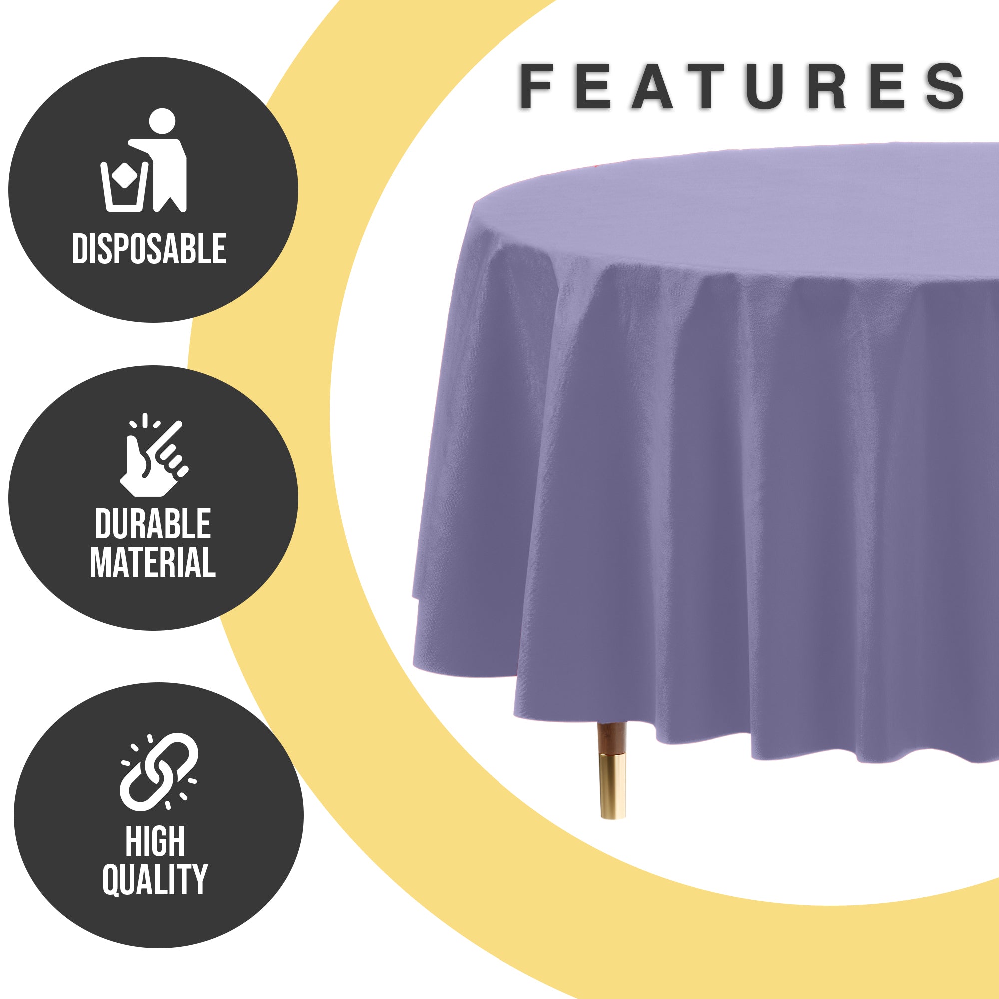 Premium Round Lavender Plastic Table Cover | 84 in. | Case of 96