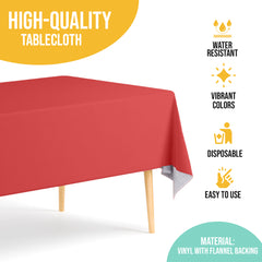Red Gingham Flannel Backed Plastic Table Cover 54 in. x 70 in.