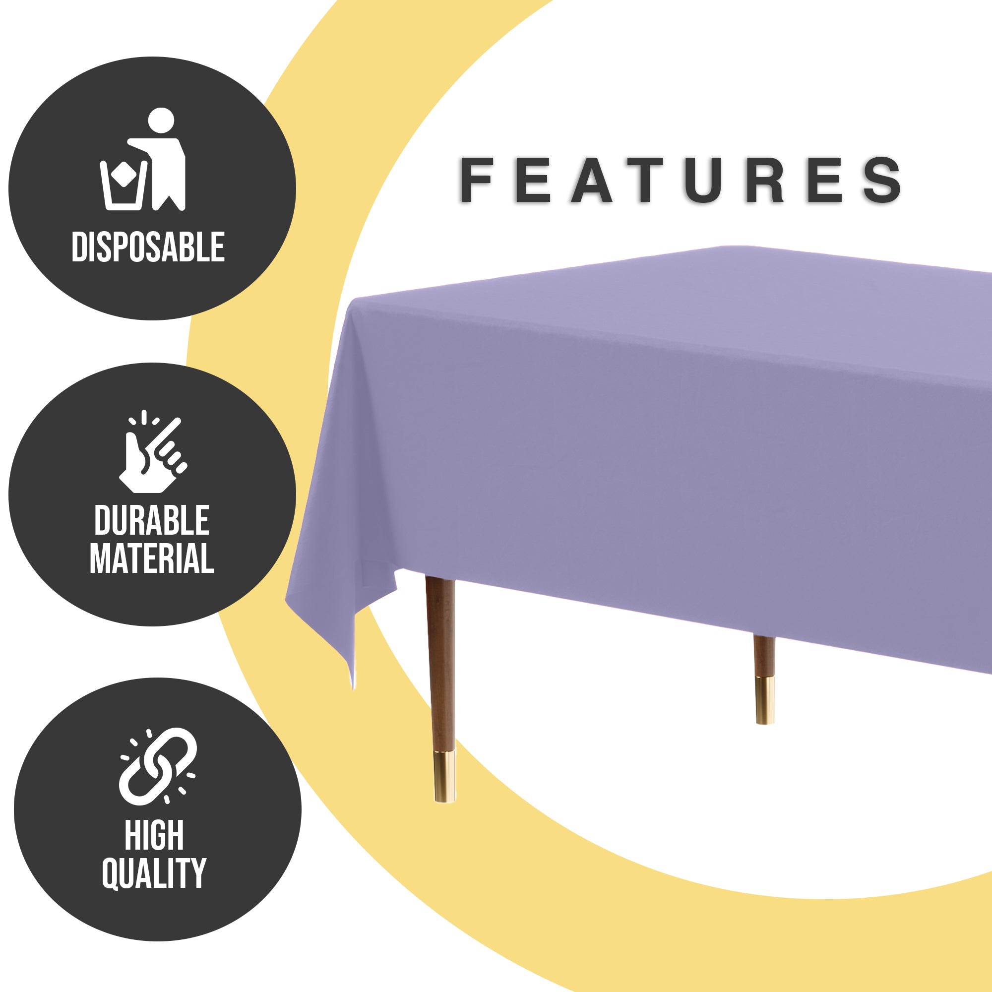 Premium Lavender Plastic Table Cover | Case of 96 | 54 in. x 108 in.