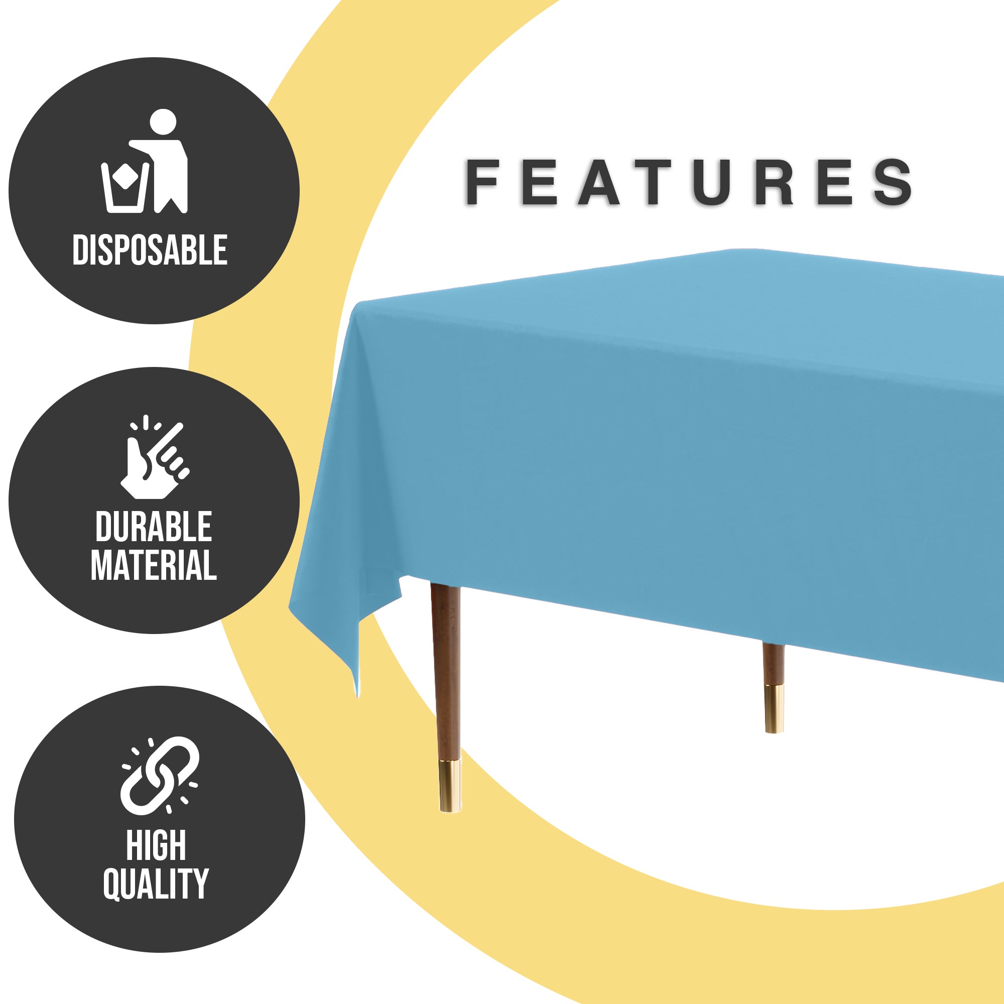 Premium Sky Blue Plastic Table Cover | 54 in. x 108 in.