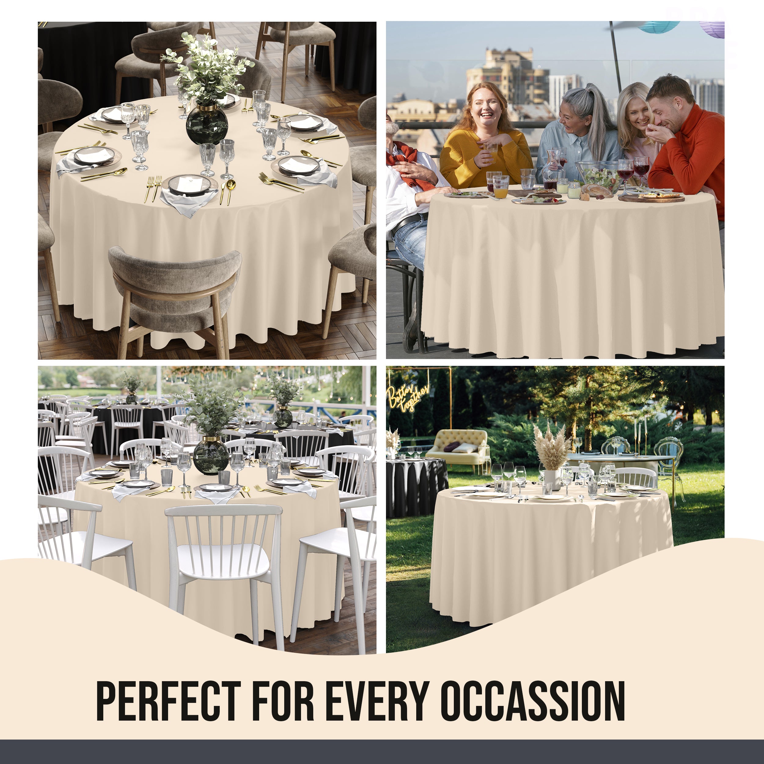 Premium 108" Round Ivory Table Cover