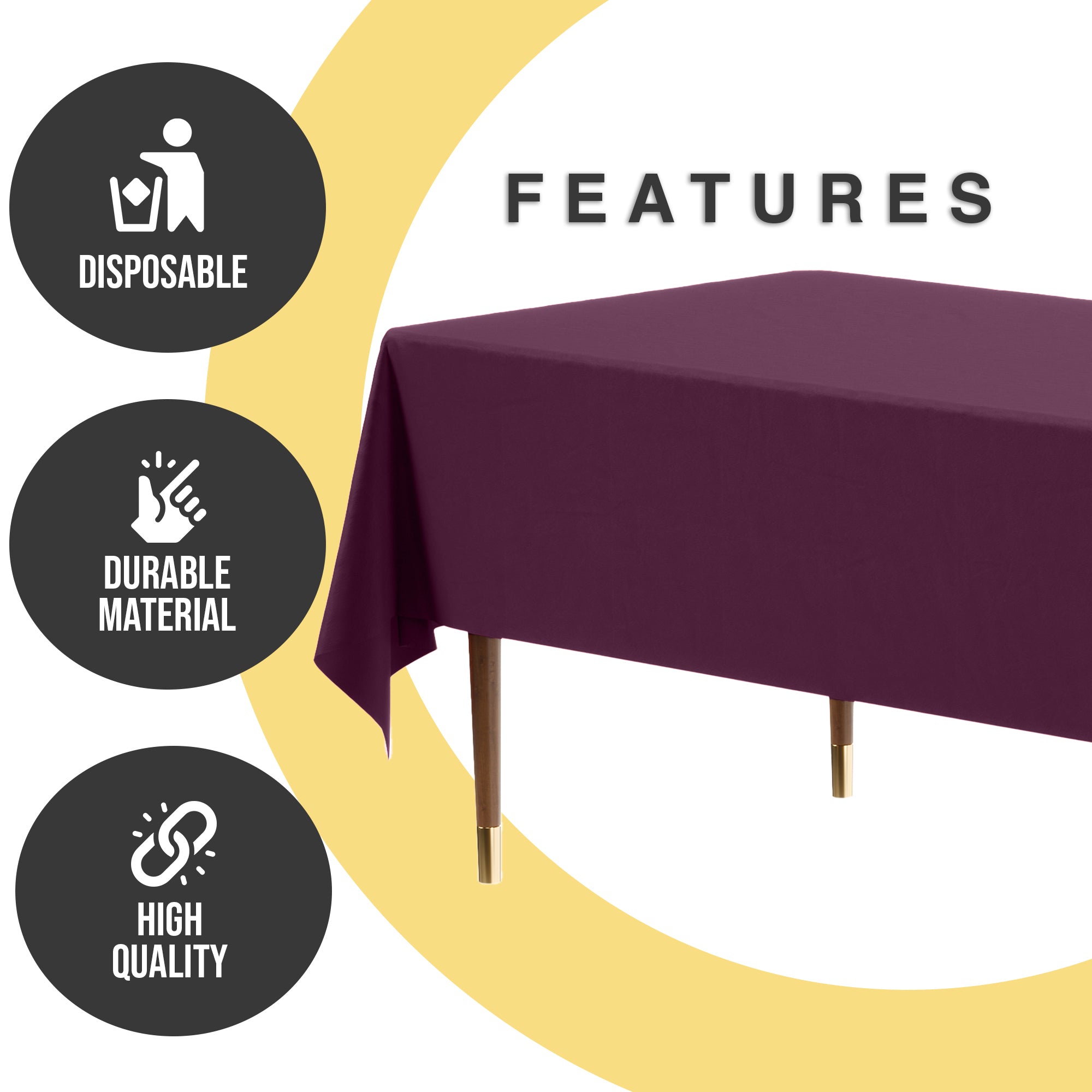 Premium Plum Plastic Table Cover | 54 in. x 108 in. | Case of 96