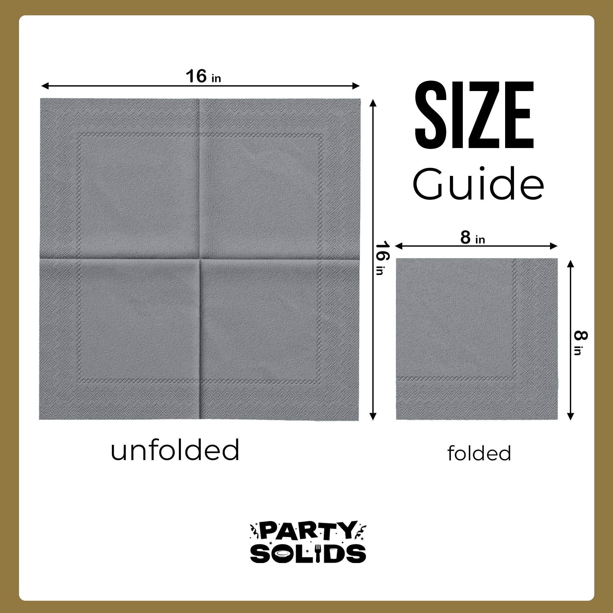 Silver Dinner Napkins | 8 in. x 8 in. | 50 Ct.