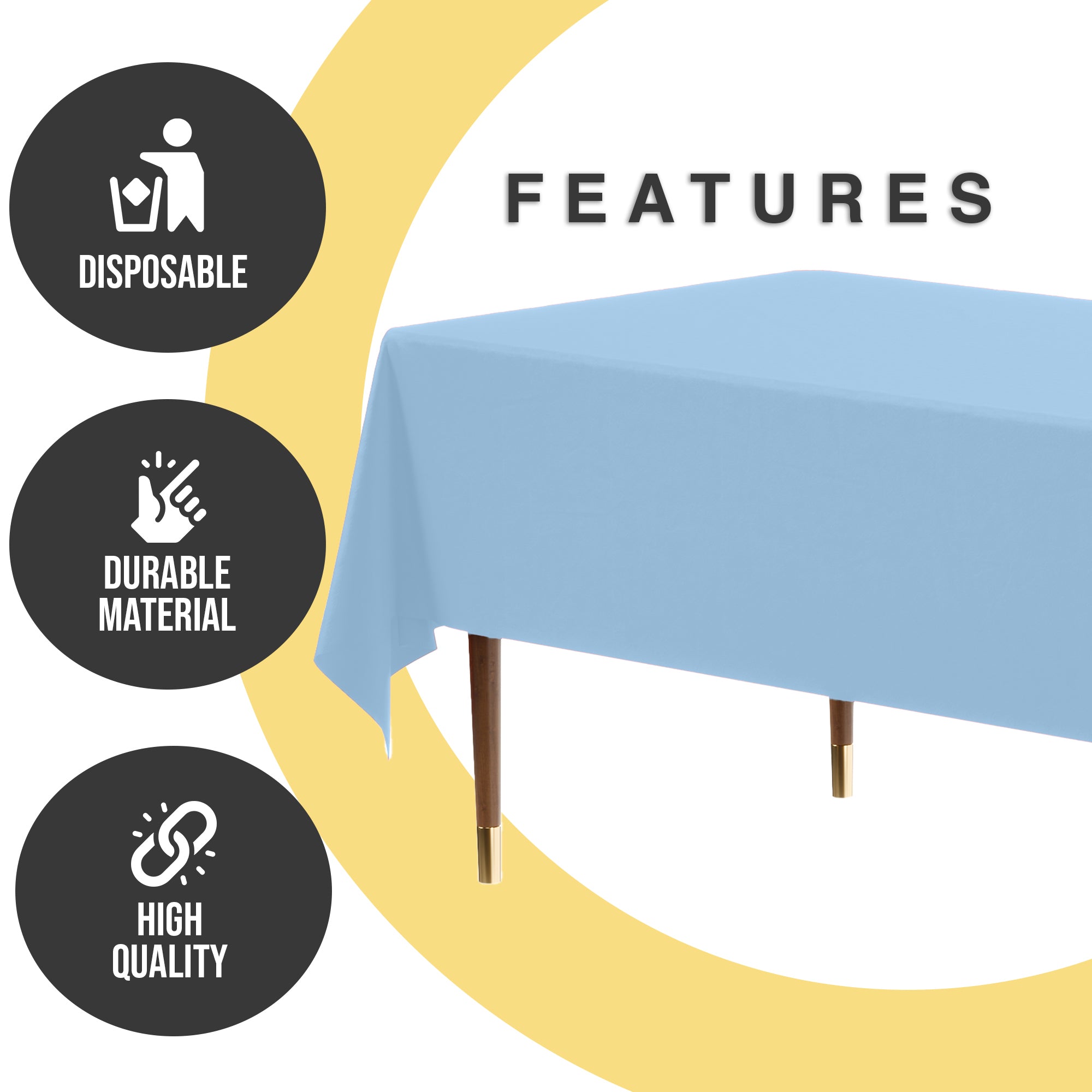 Premium Light Blue Plastic Table Cover | Case of 96 | 54 in. x 108 in.