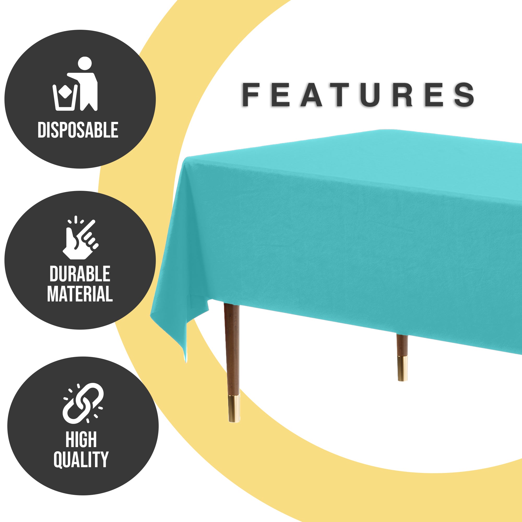 Premium Aqua Blue Plastic Table Cover | Case of 96 | 54 in. x 108 in.