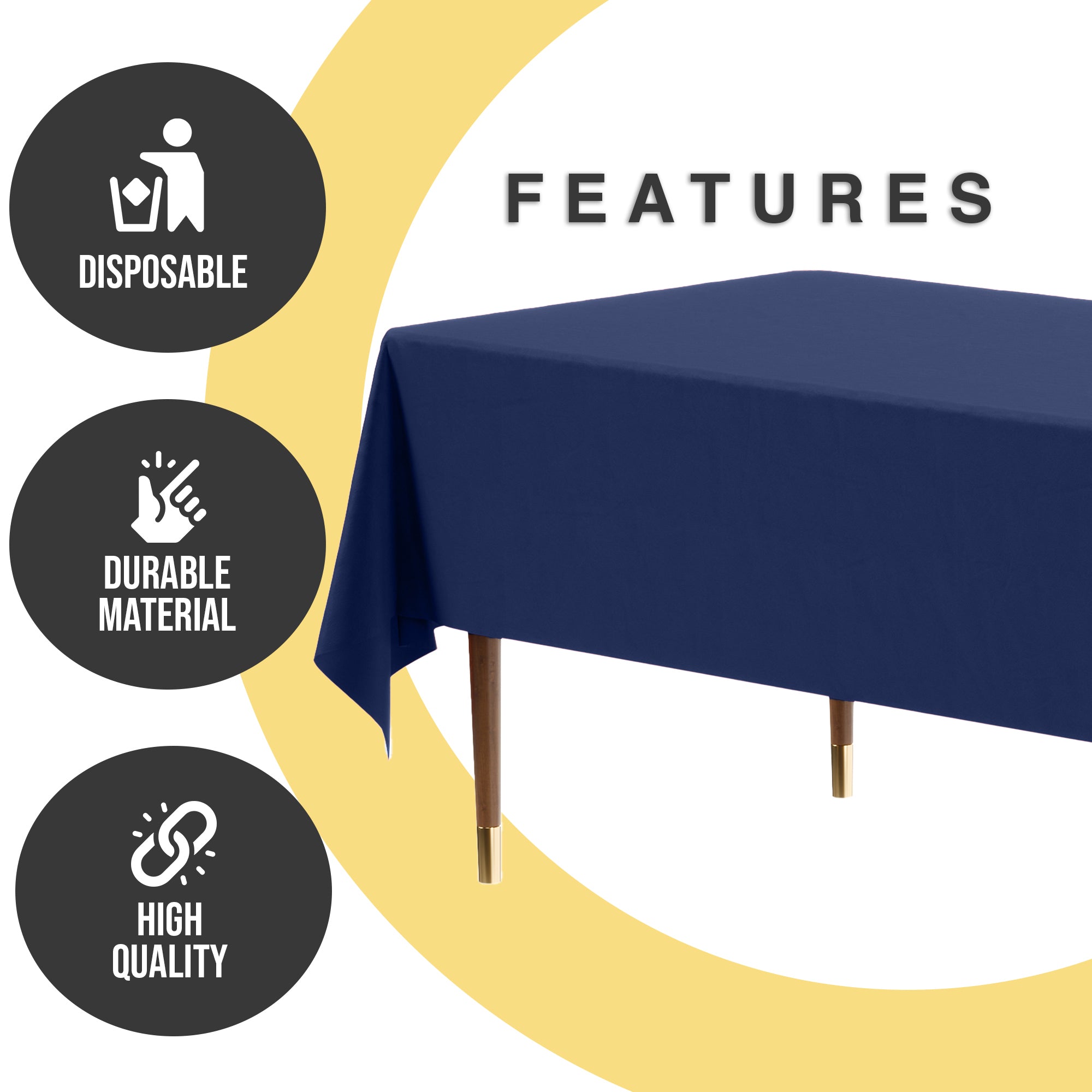 Premium Navy Blue Plastic Table Cover | 54 in. x 108 in.