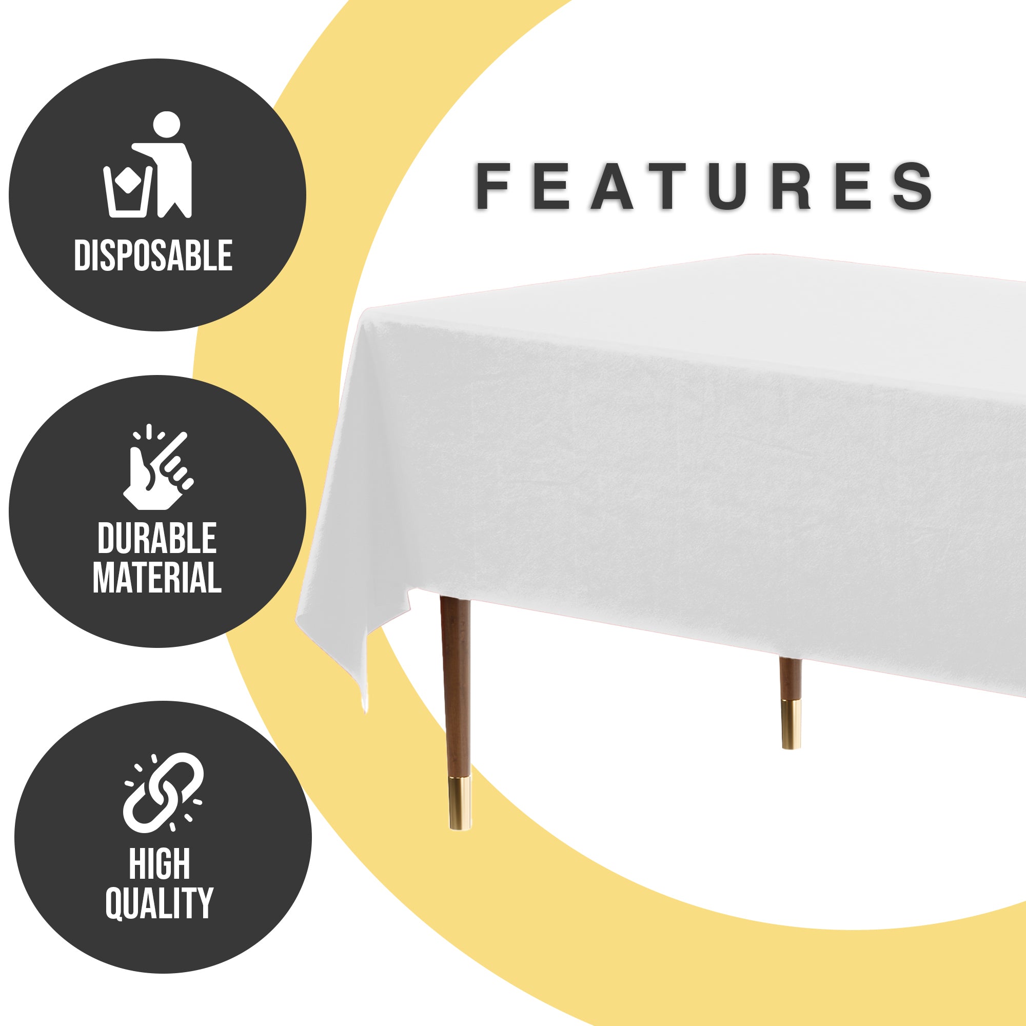 Premium White Plastic Table Covers | 6 Pack | 54 in. x 108 in.