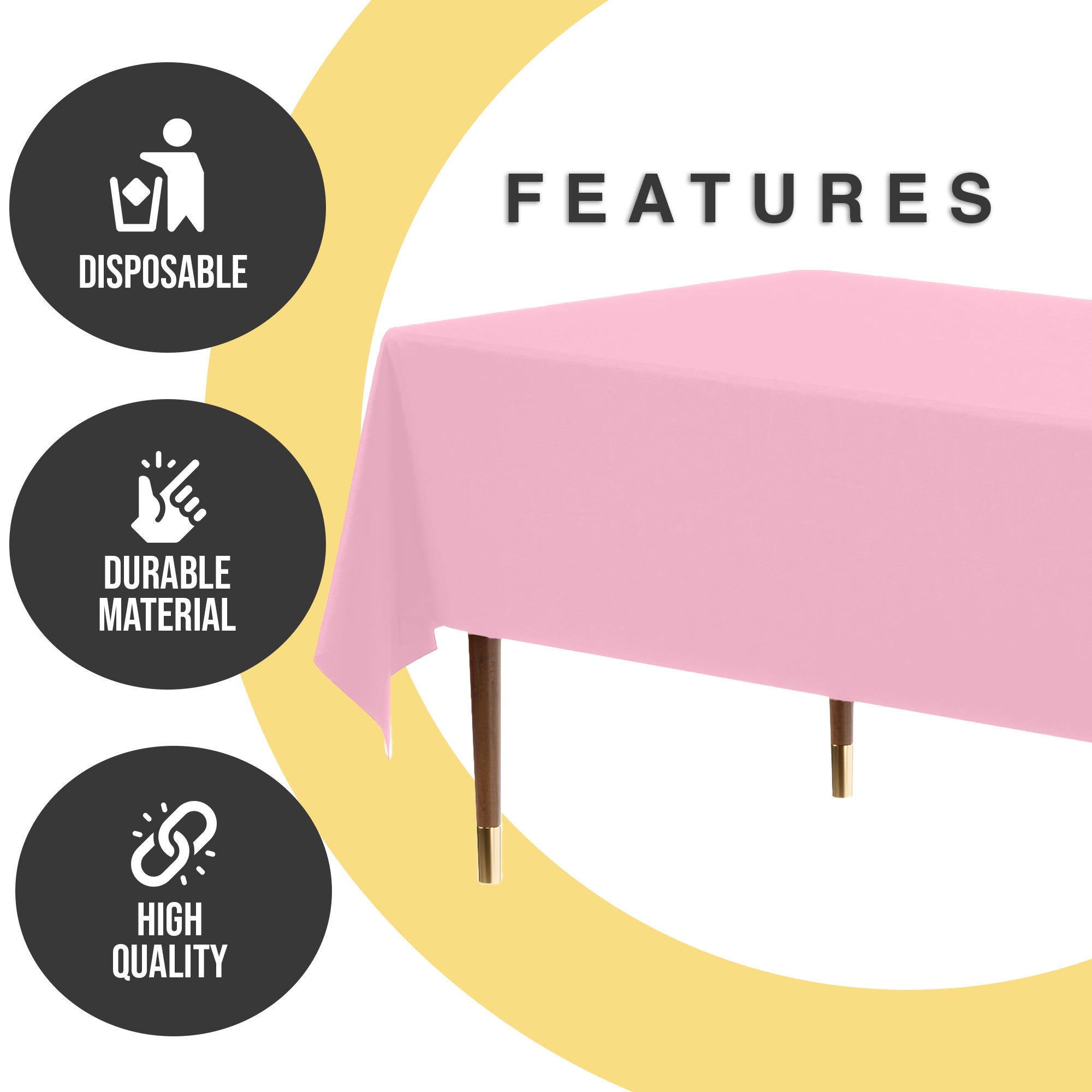 Premium Pink Plastic Table Covers | 6 Pack | 54 in. x 108 in.