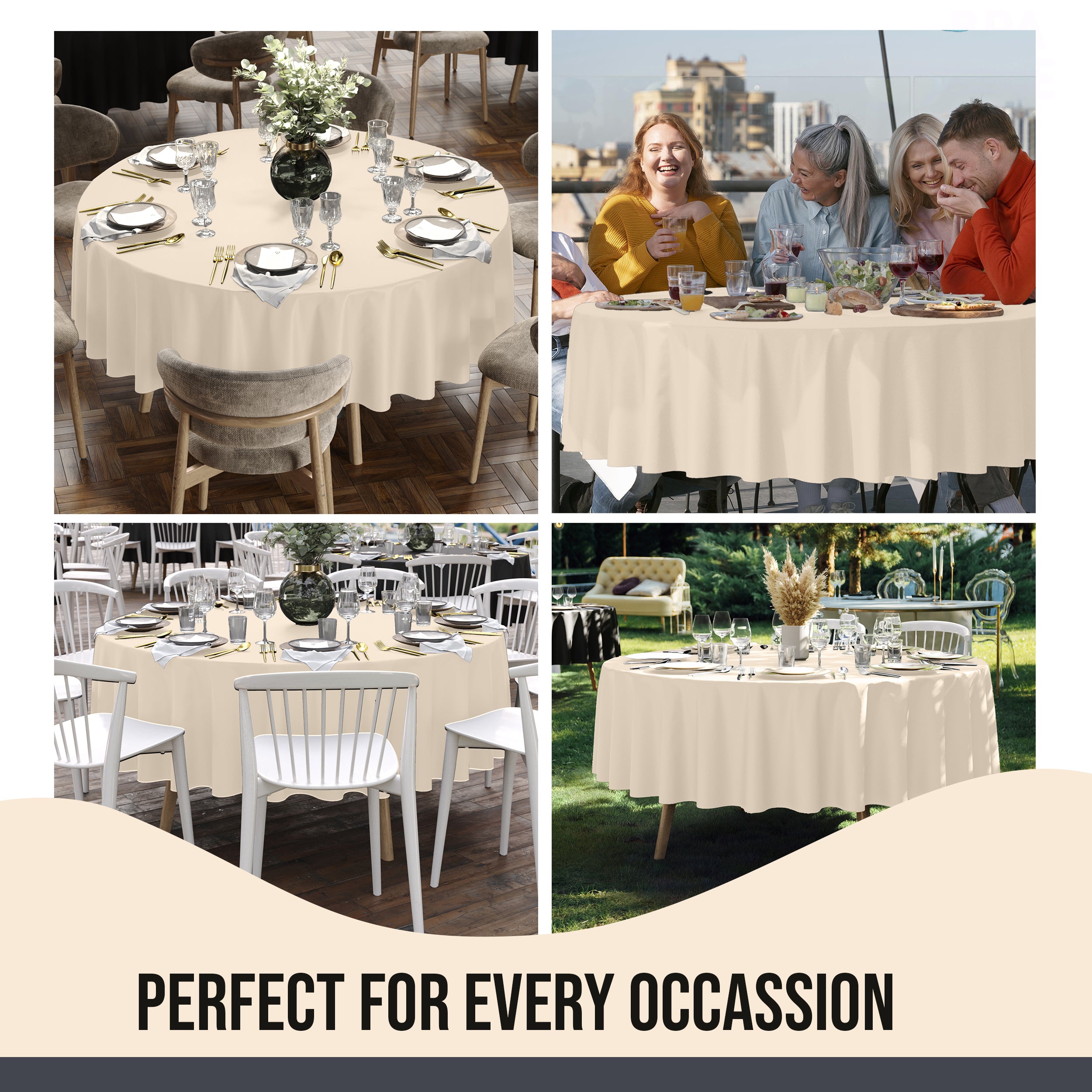 Premium 90" Round Ivory Table Cover
