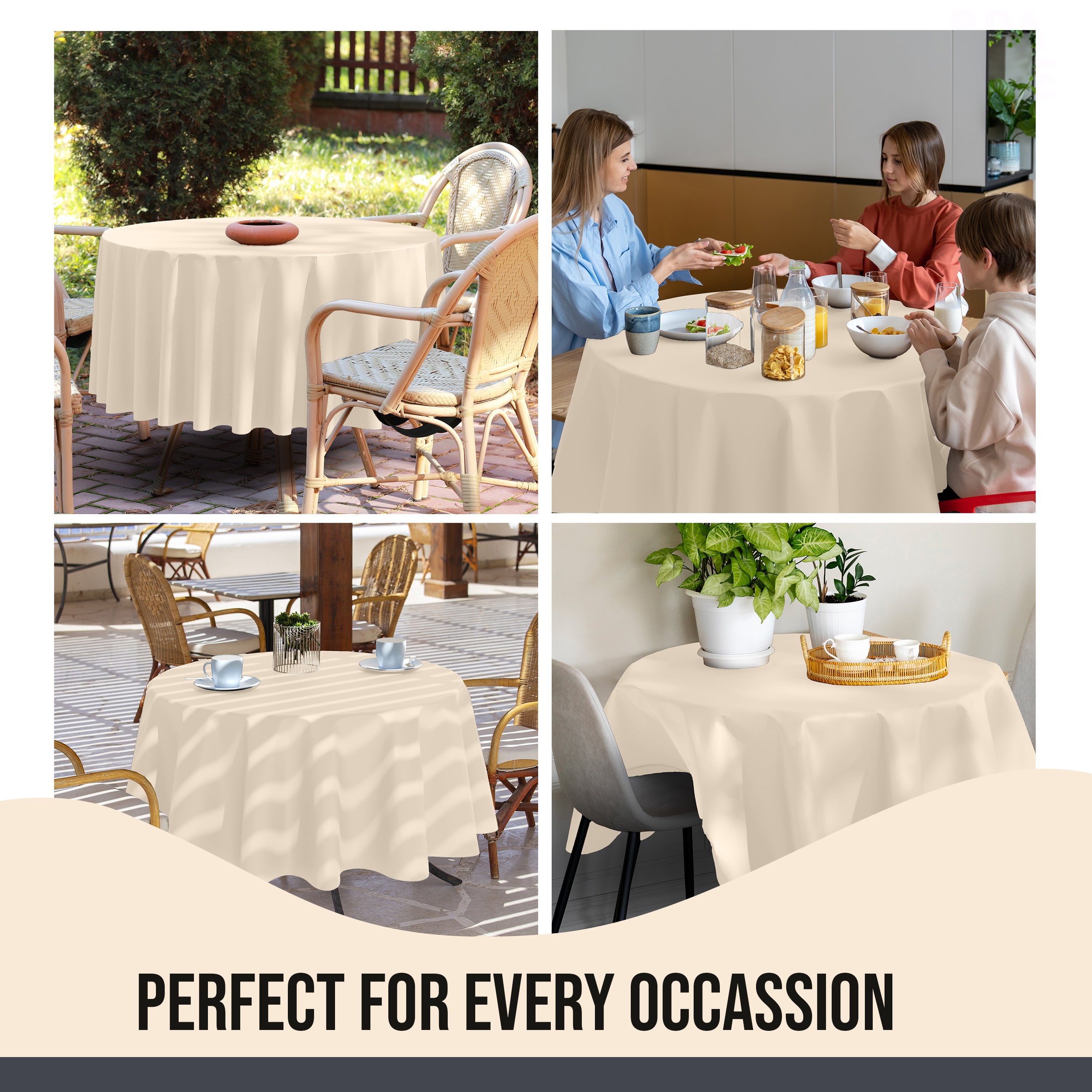 Premium 70" Round Ivory Table Cover