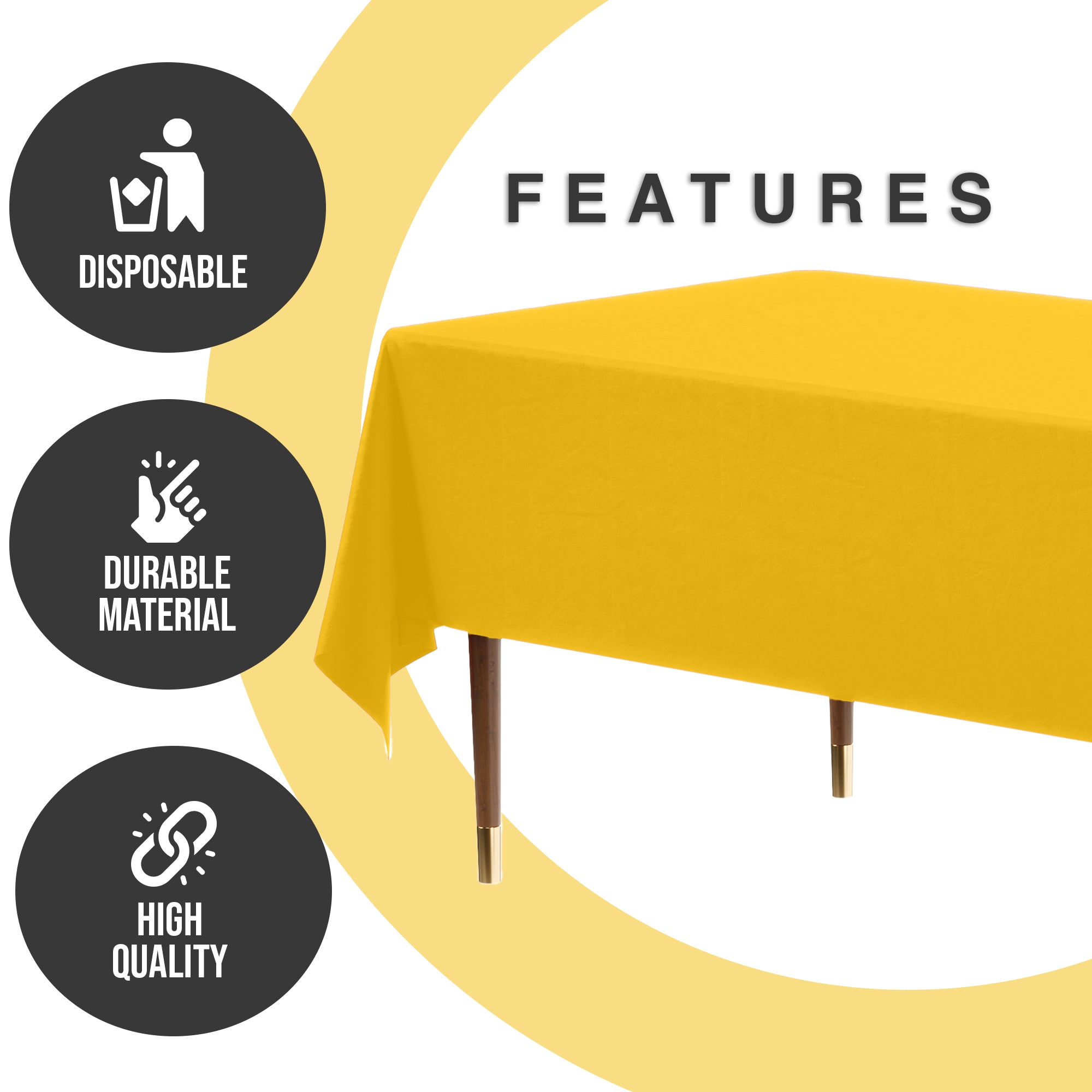 Premium Yellow Plastic Table Cover | 54 in. x 108 in.