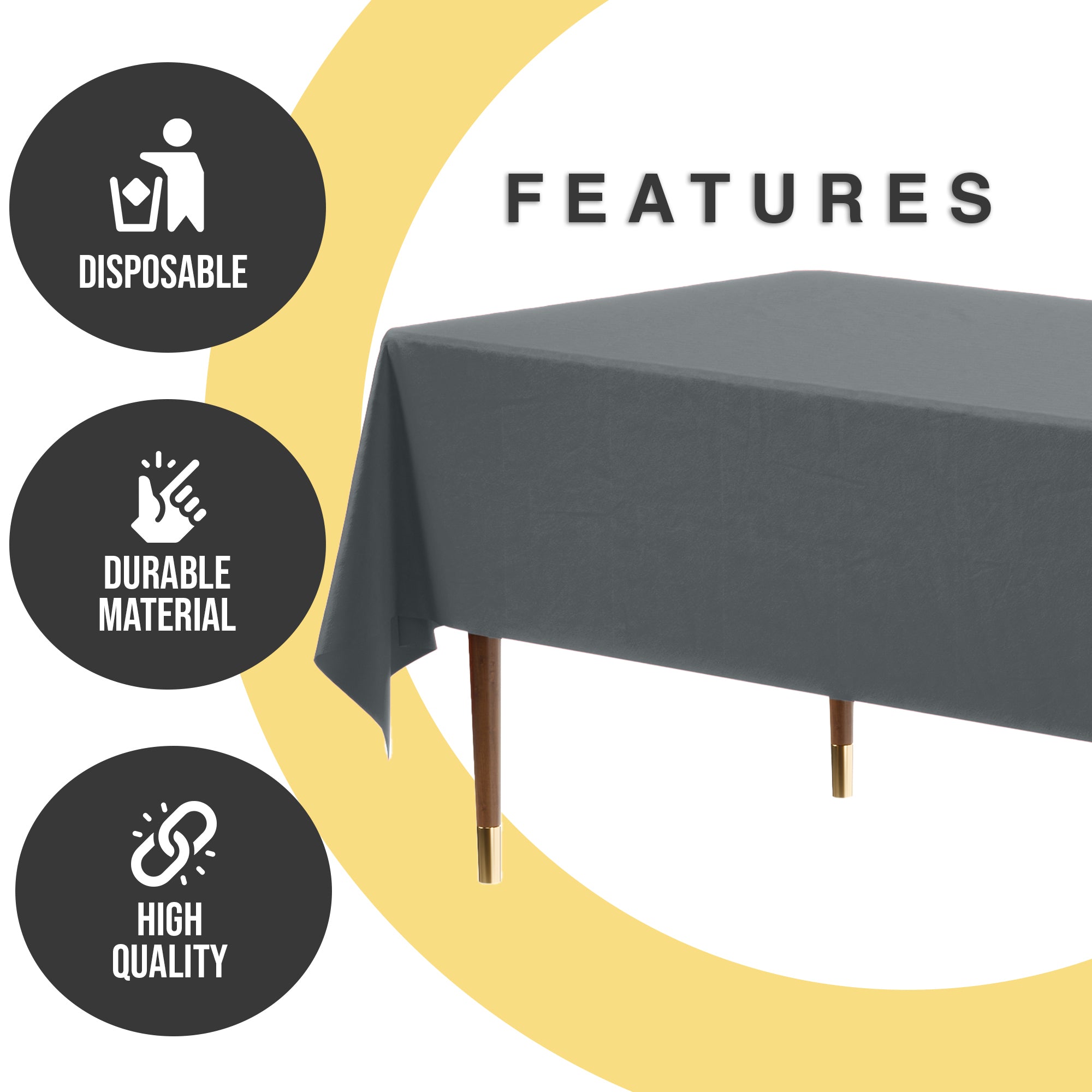 Premium Silver Plastic Table Cover | Case of 96 | 54 in. x 108 in.