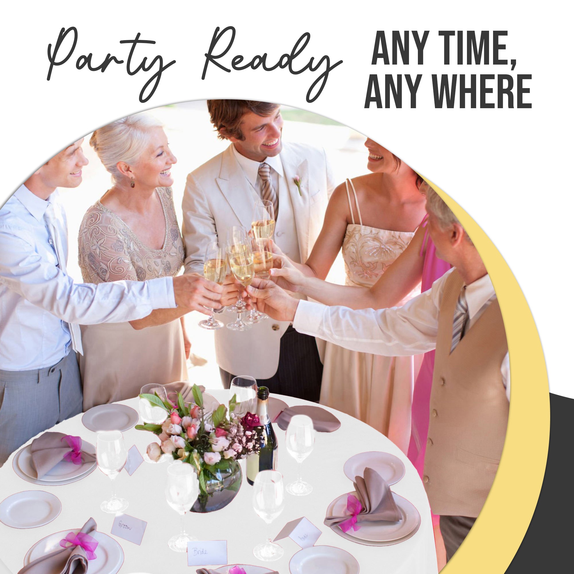 Premium Round White Plastic Table Covers | 6 Pack | 84 in.