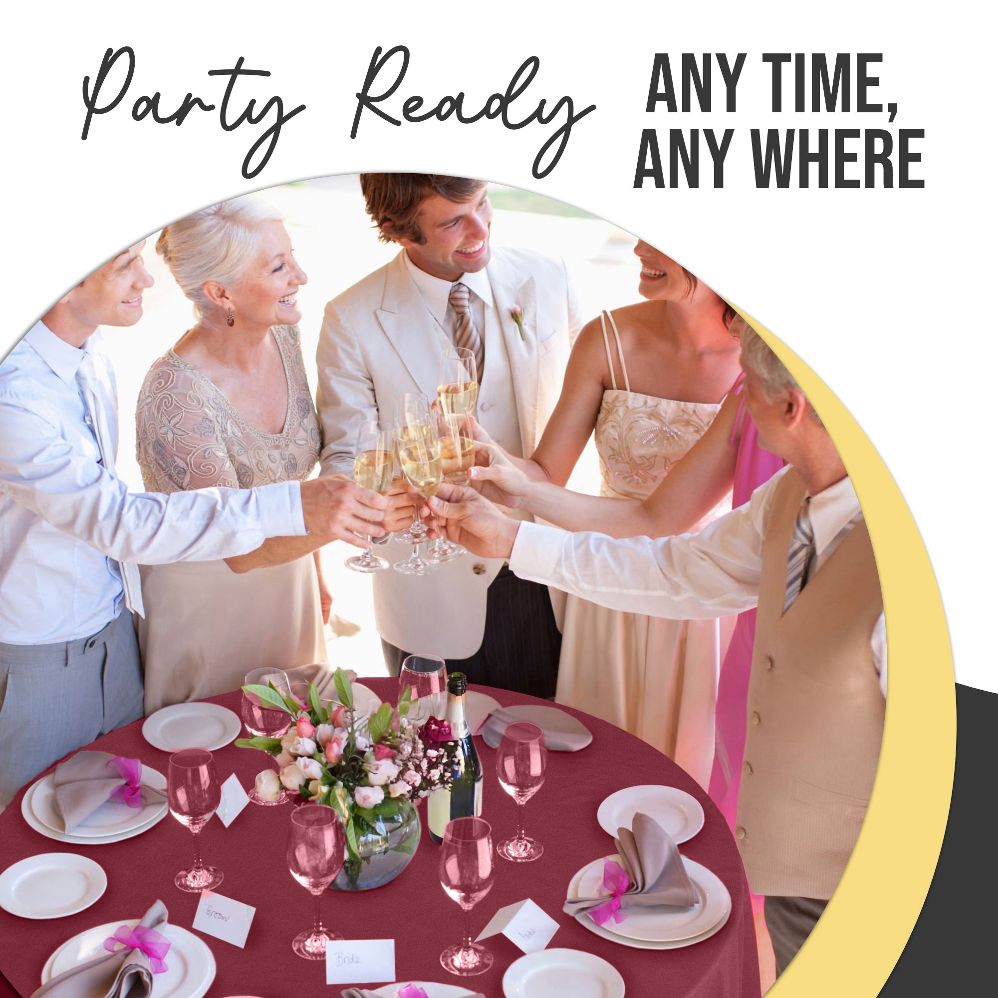 Premium Round Burgundy Plastic Table Cover | 84 in. | Case of 96