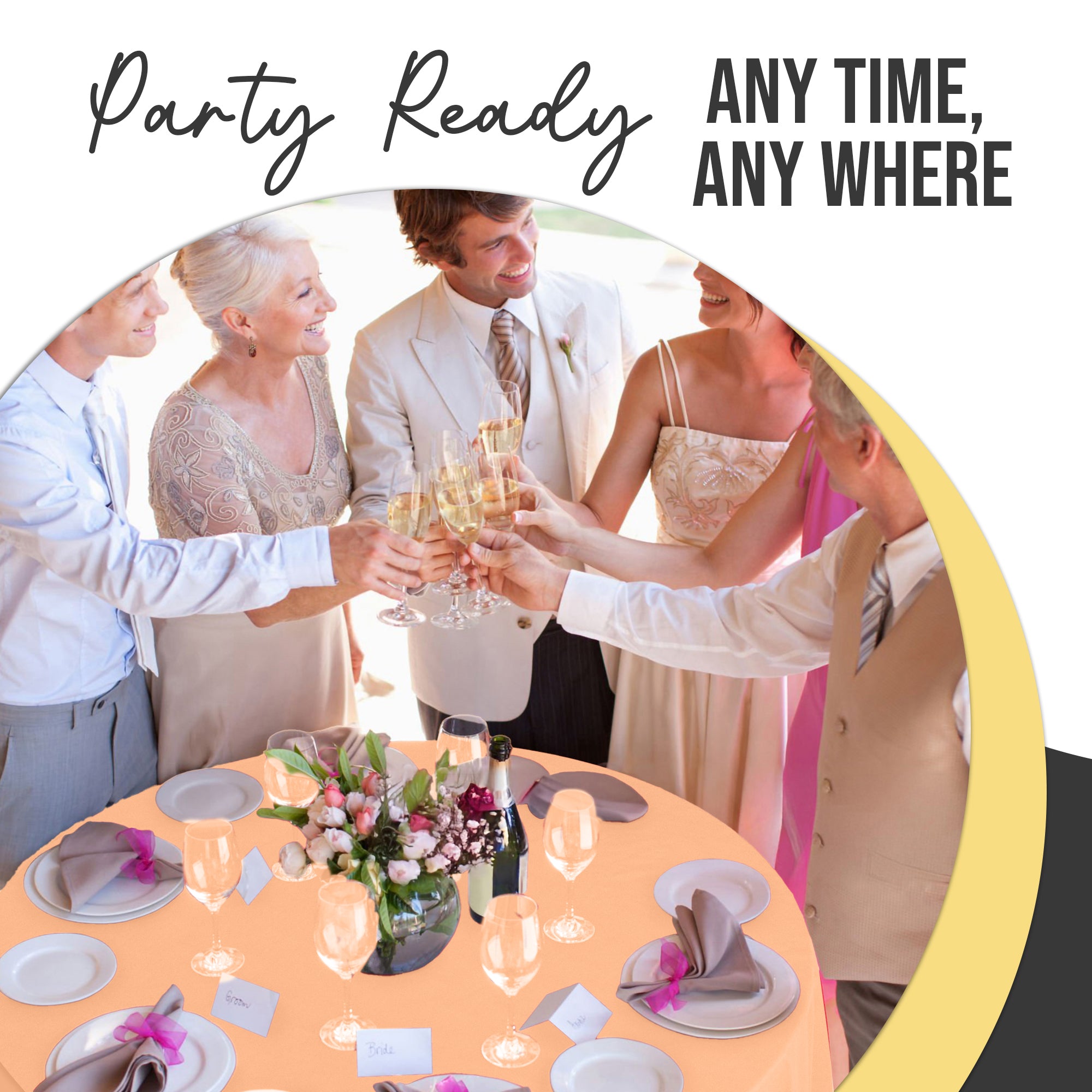 Premium Round Peach Plastic Table Cover | 84 in.