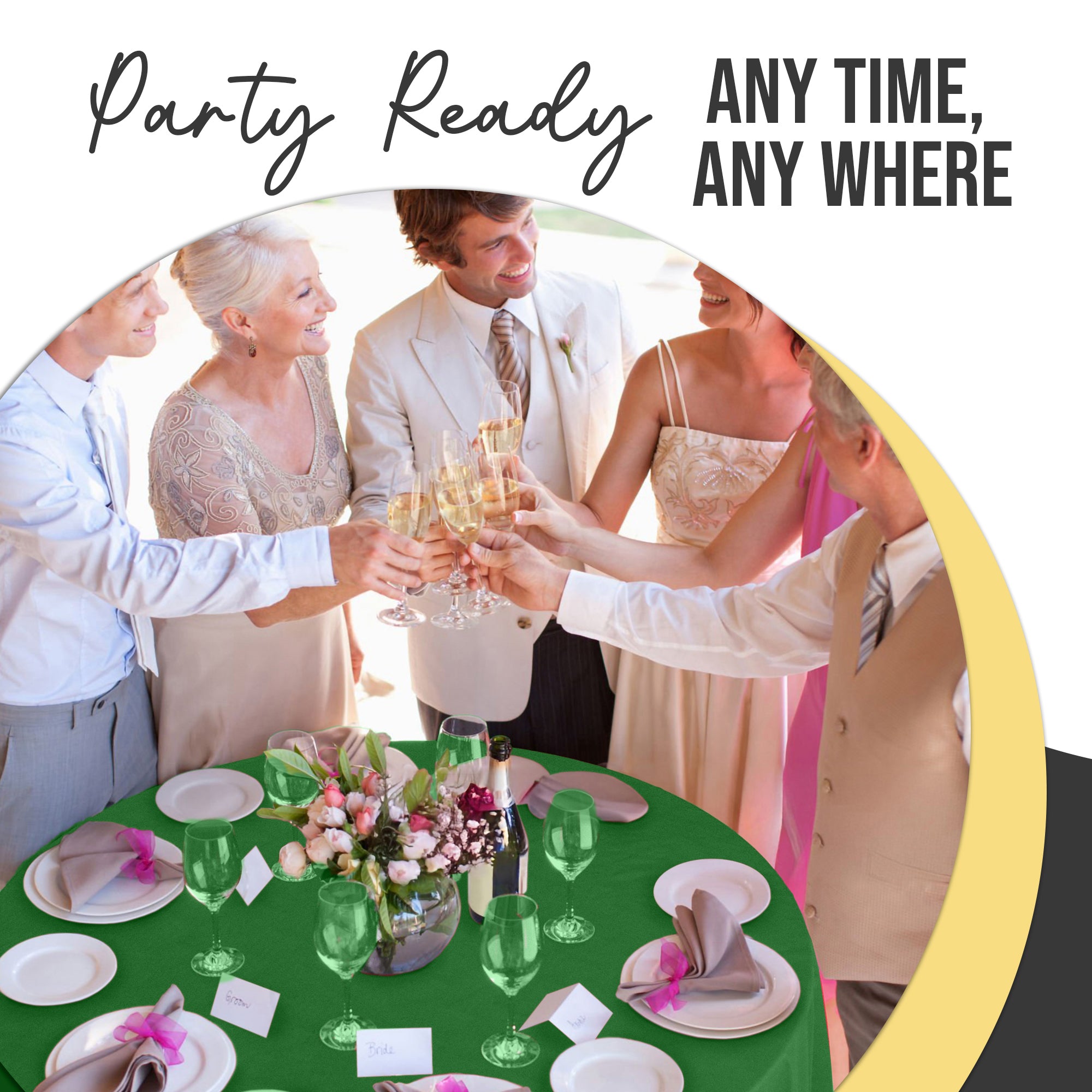 Premium Round Emerald Green Plastic Table Covers | 6 Pack | 84 in.