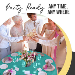 Premium Round Teal Plastic Table Cover | 84 in. | Case of 96