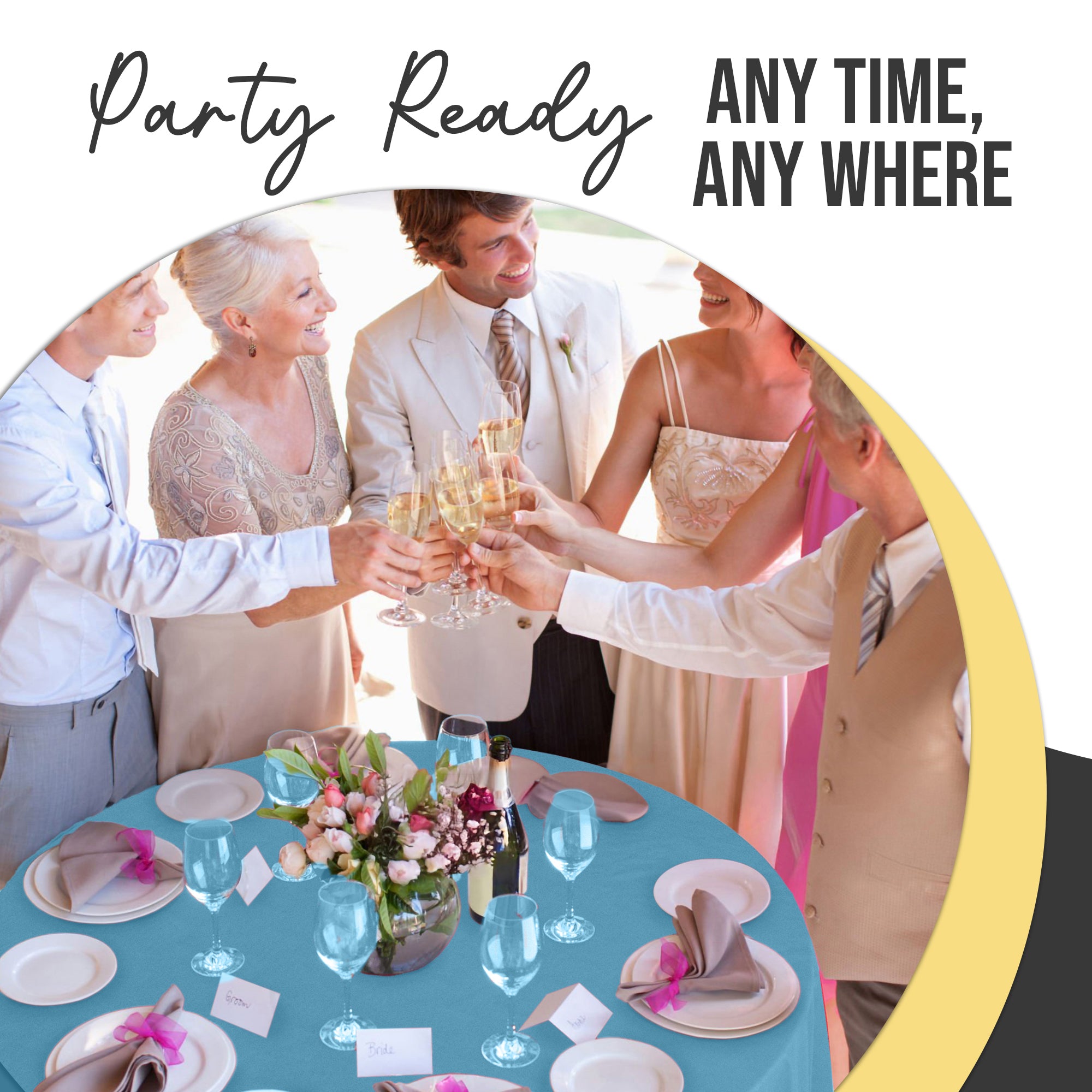 Premium Round Sky Blue Plastic Table Cover | 84 in. | Case of 96