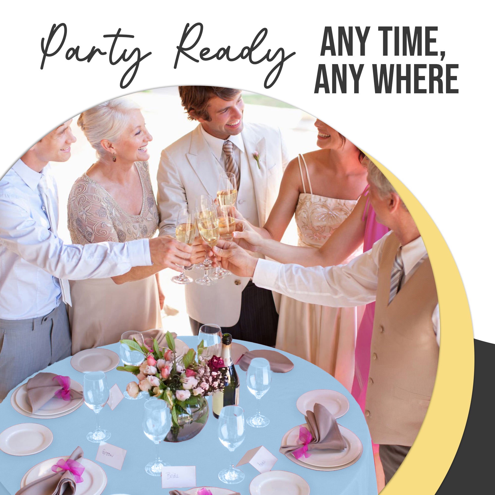 Premium Round Light Blue Plastic Table Cover | 84 in. | Case of 96