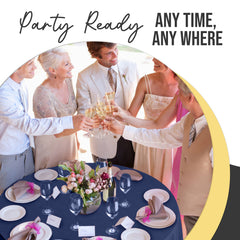Premium Round Navy Blue Plastic Table Covers | 12 Pack | 84 in.