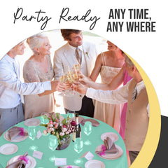 Premium Round Mint Plastic Table Cover | 84 in.