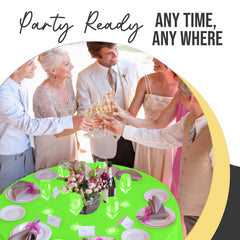 Premium Round Lime Green Plastic Table Covers | 6 Pack | 84 in.