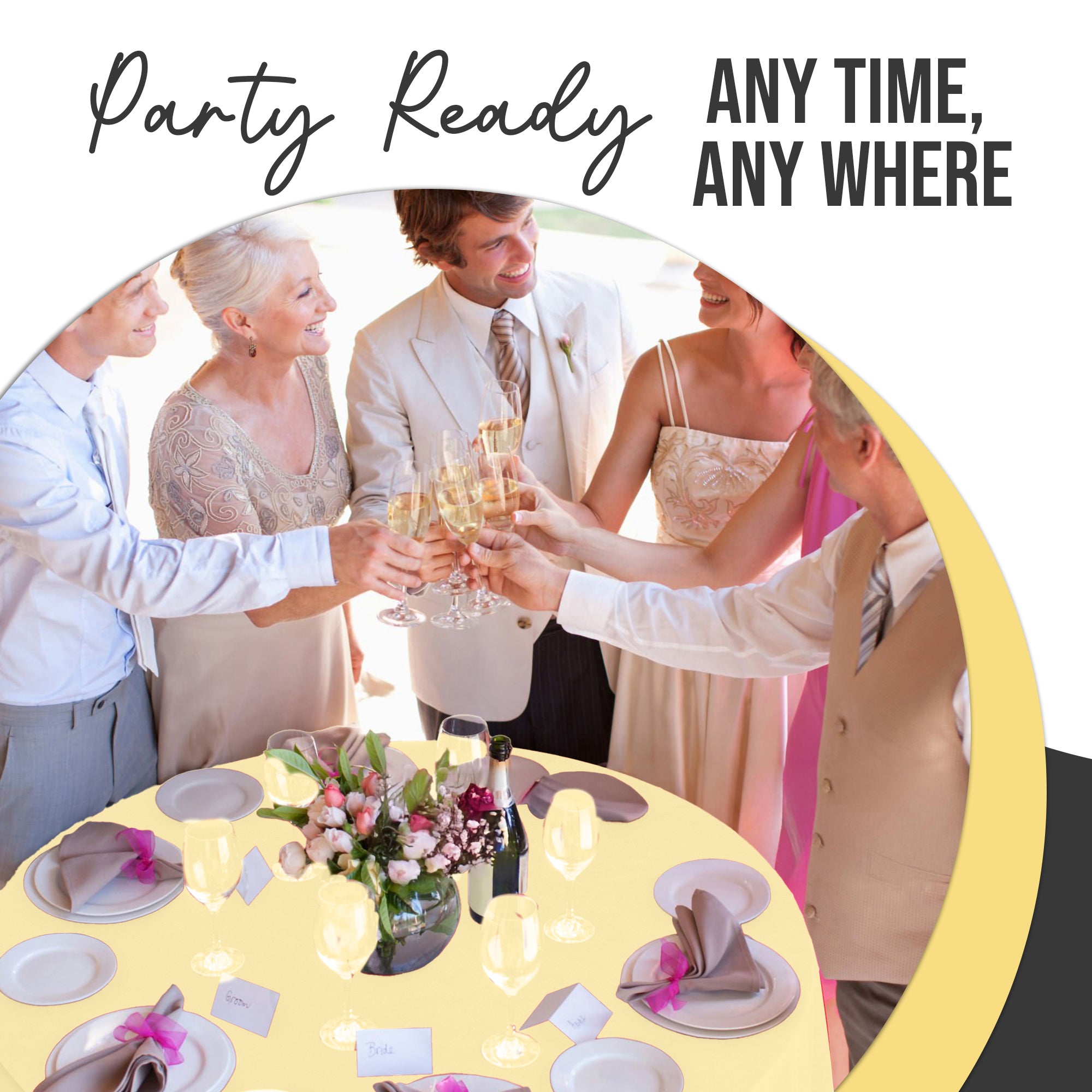 Premium Round Light Yellow Plastic Table Covers | 12 Pack | 84 in.