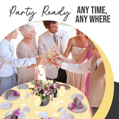 Premium Round Light Yellow Plastic Table Covers | 12 Pack | 84 in.