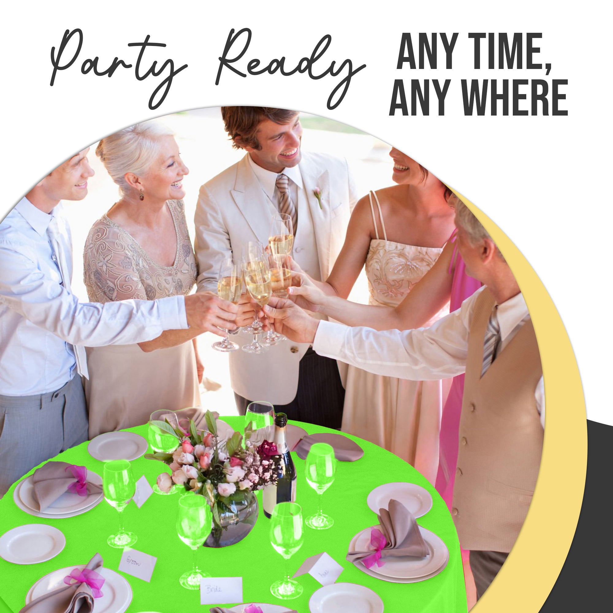 Premium Round Lime Green Plastic Table Cover | 84 in. | Case of 96