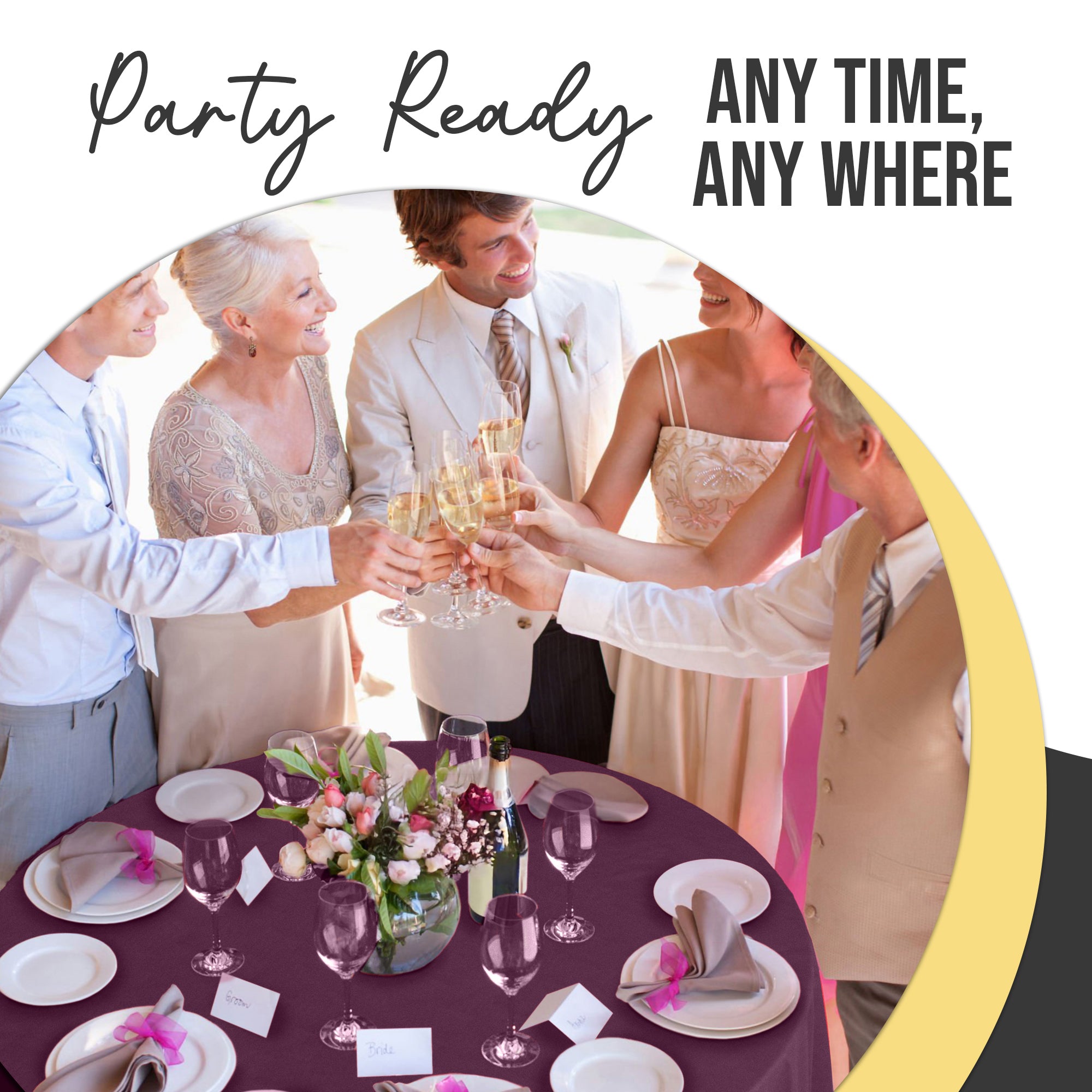Premium Round Plum Plastic Table Covers | 6 Pack | 84 in.