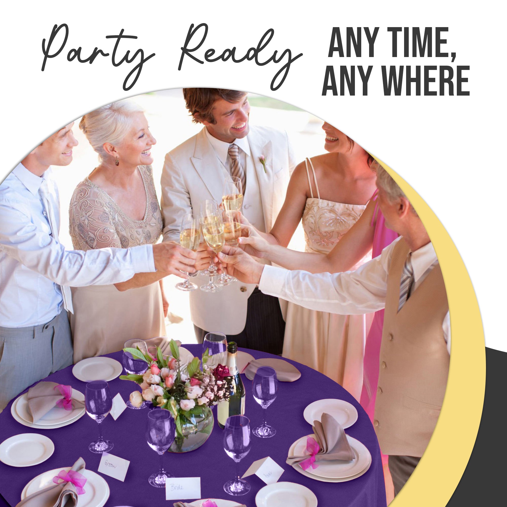 Premium Round Purple Plastic Table Cover | 84 in.