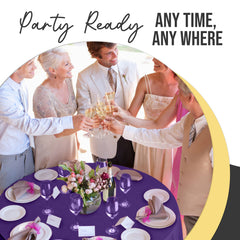 Premium Round Purple Plastic Table Cover | 84 in.
