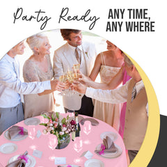 Premium Round Pink Plastic Table Cover | 84 in.
