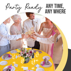 Premium Round Yellow Plastic Table Cover | 84 in. | Case of 96