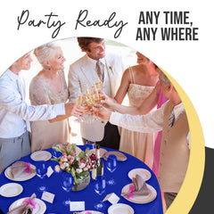 Premium Round Dark Blue Plastic Table Covers | 6 Pack | 84 in.