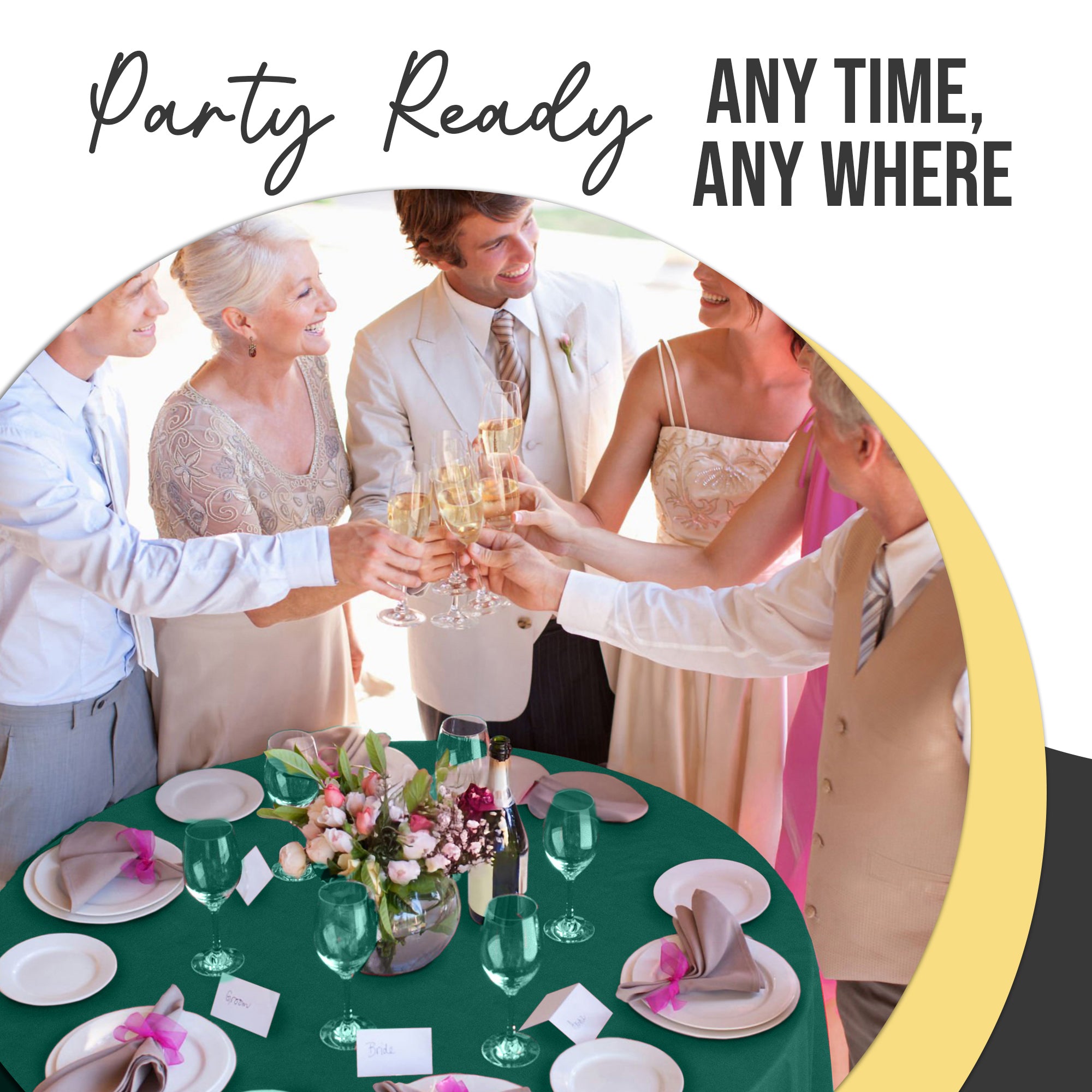 Premium Round Dark Green Plastic Table Cover | 84 in. | Case of 96