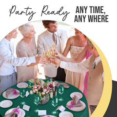 Premium Round Dark Green Plastic Table Cover | 84 in. | Case of 96