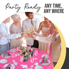 Premium Round Cerise Plastic Table Covers | 6 Pack | 84 in.