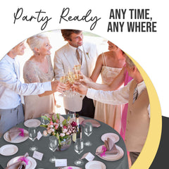 Premium Round Silver Plastic Table Cover | 84 in. | Case of 96