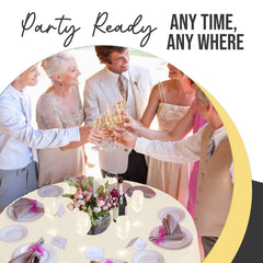 Premium Round Ivory Plastic Table Covers | 12 Pack | 84 in.