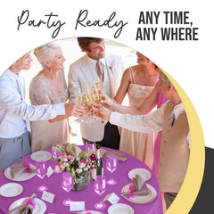 Premium Round Magenta Plastic Table Covers | 6 Pack | 84 in.