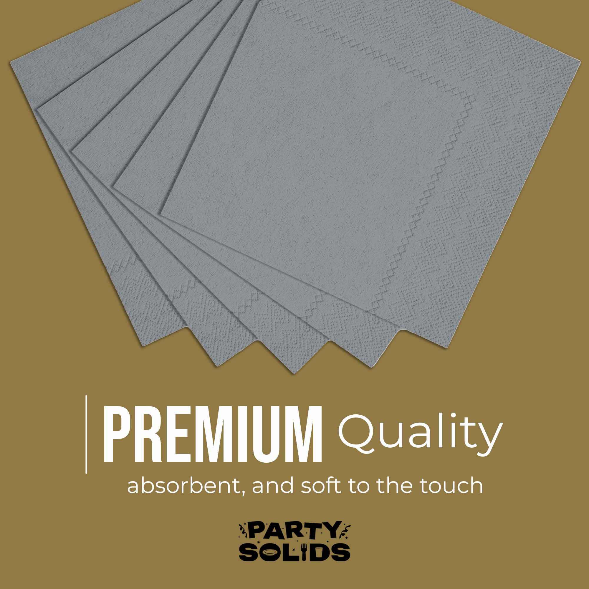 Silver Dinner Napkins | 8 in. x 8 in. | 50 Ct.