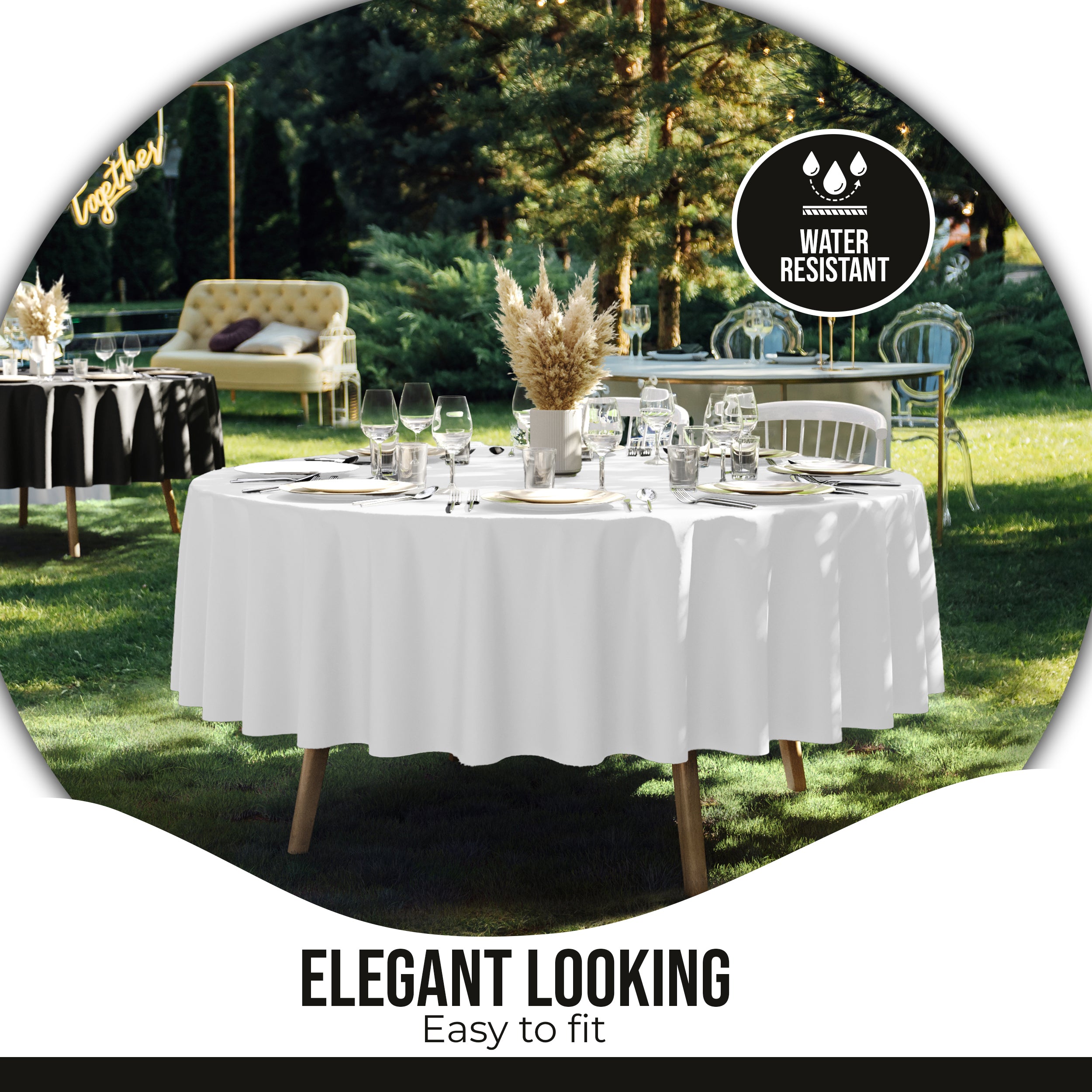 Premium 90" Round White Table Cover