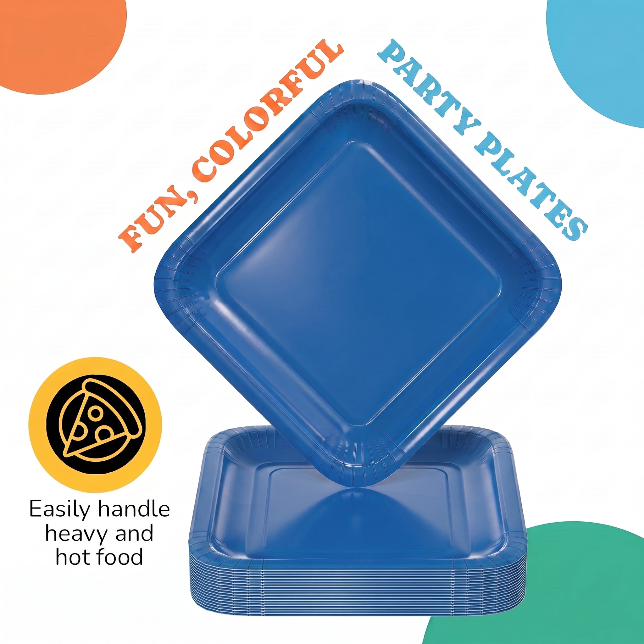 7 In. Dark Blue Square Paper Plates - 20 Ct.