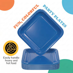 7 In. Dark Blue Square Paper Plates - 20 Ct.