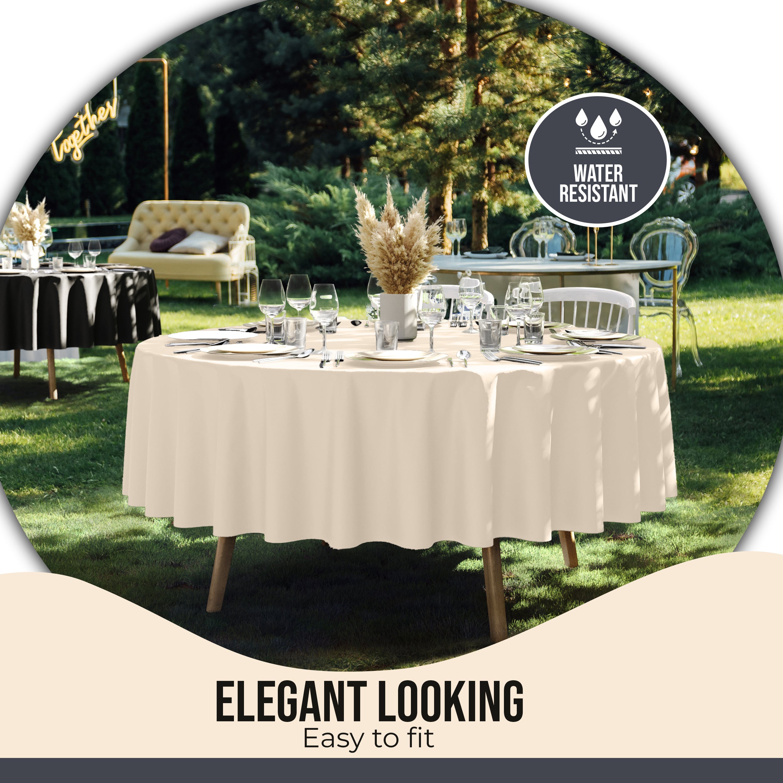 Premium 90" Round Ivory Table Cover