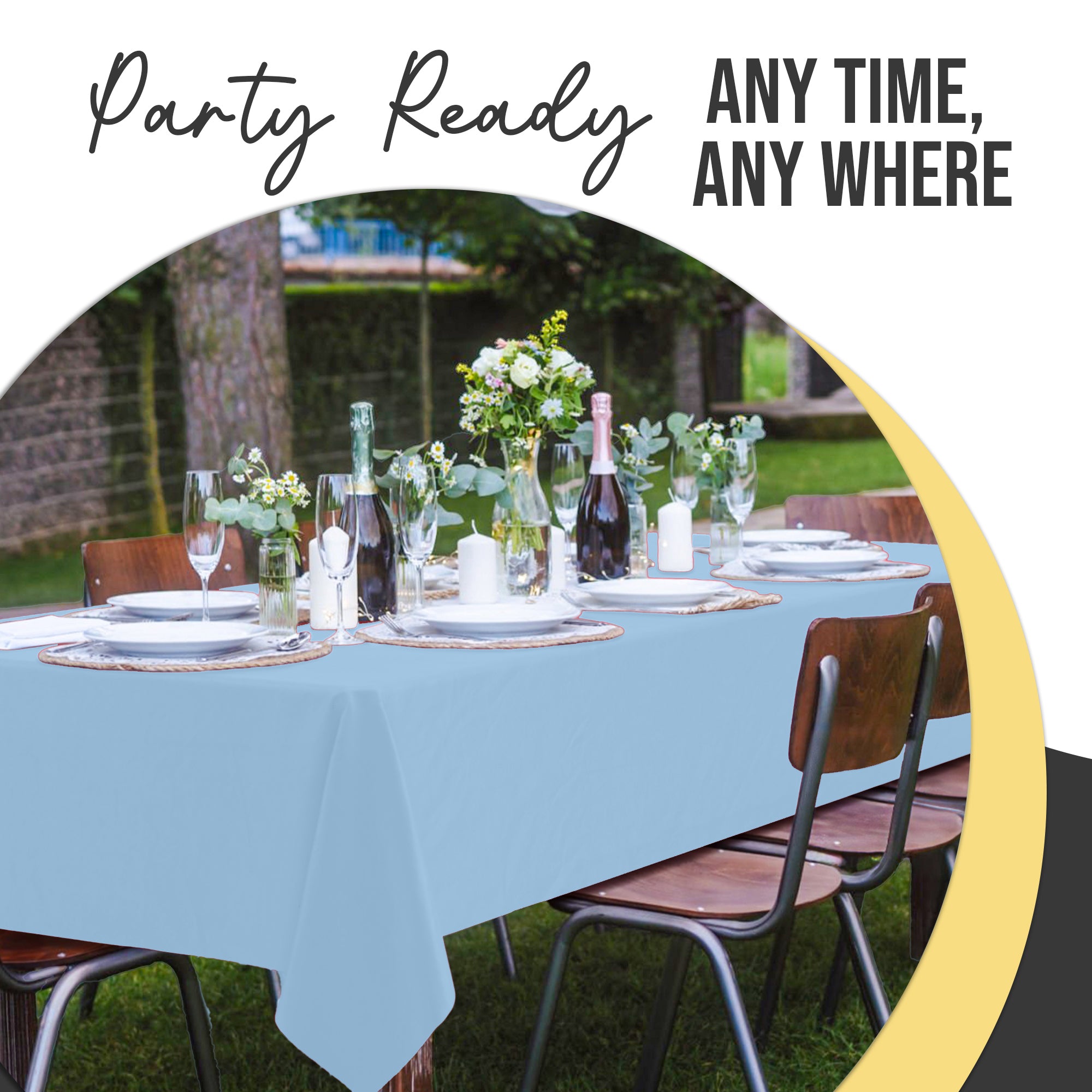 Premium Light Blue Plastic Table Cover | Case of 96 | 54 in. x 108 in.