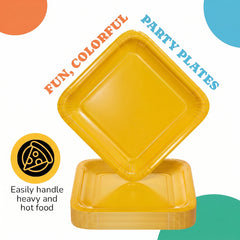 7 In. Yellow Square Paper Plates - 50 Ct.