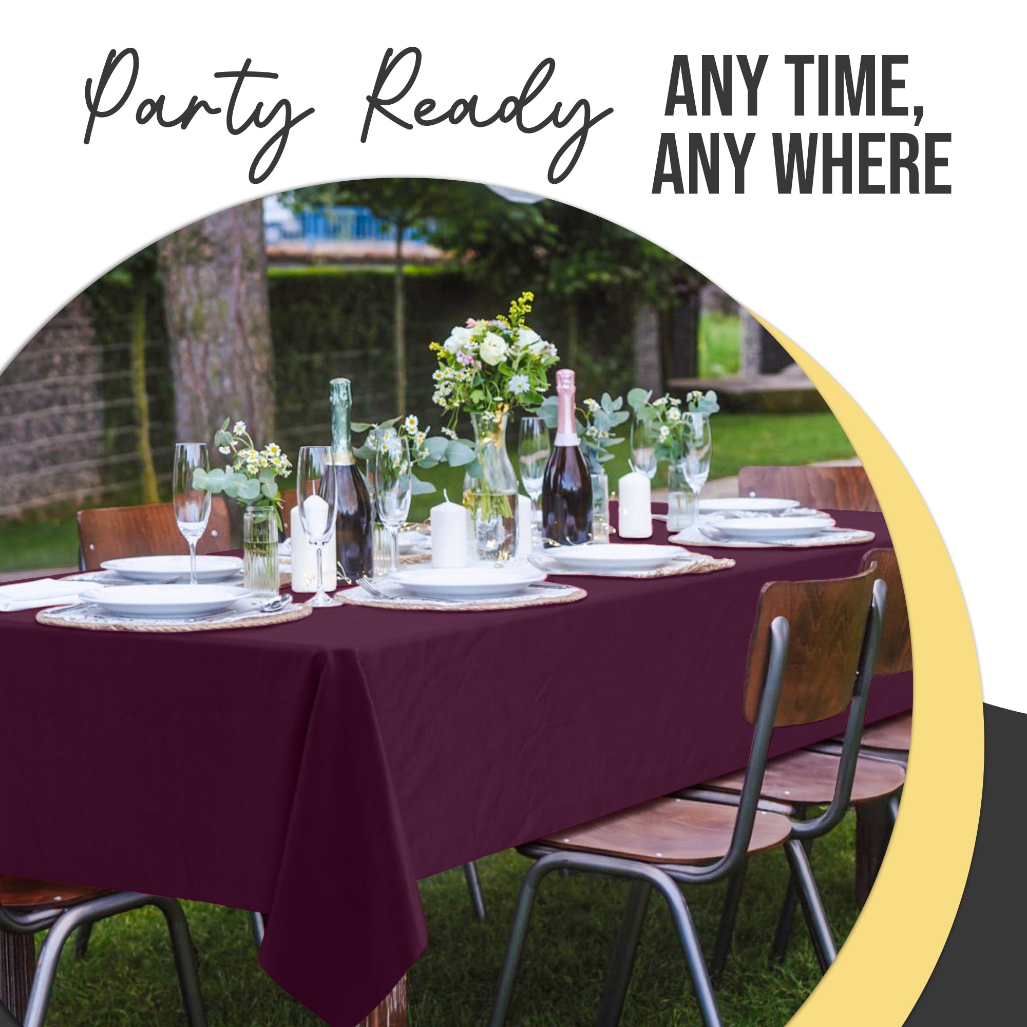 Premium Plum Plastic Table Cover | 54 in. x 108 in. | Case of 96