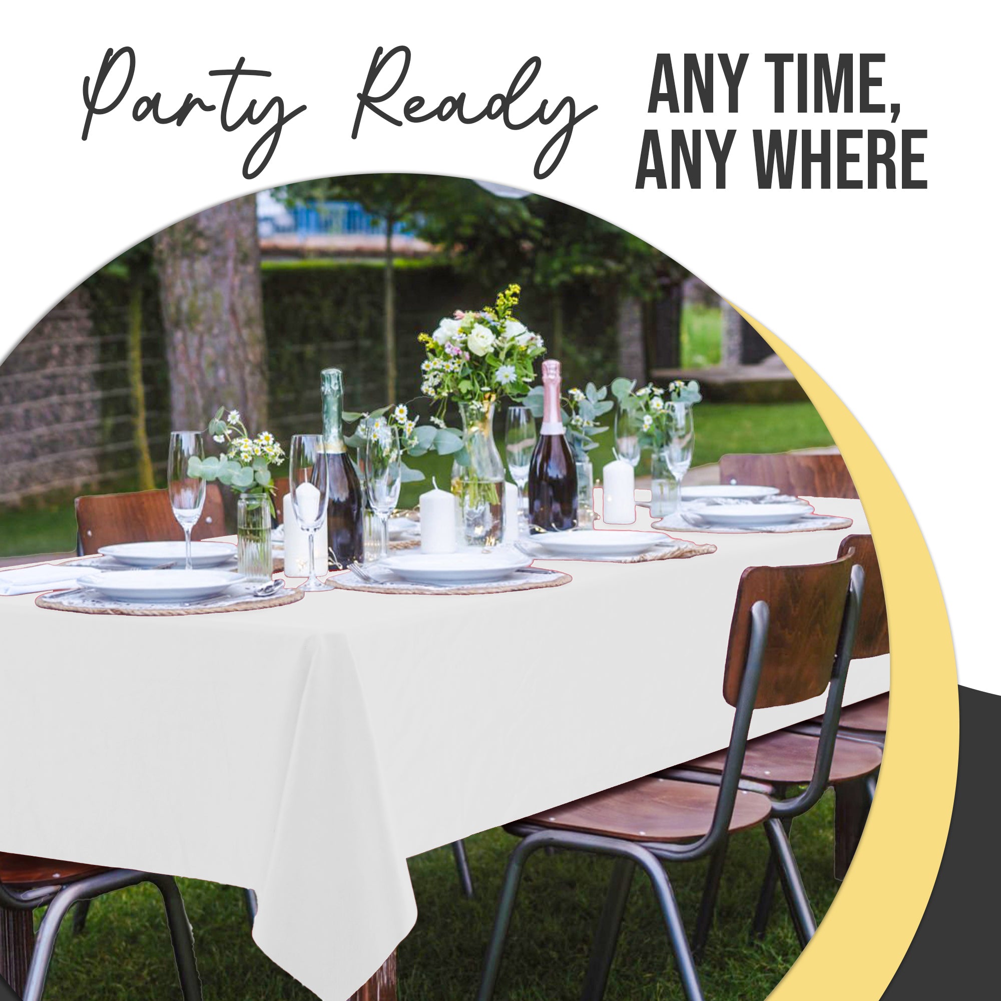 Premium White Plastic Table Covers | 6 Pack | 54 in. x 108 in.
